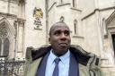 Oliver Campbell, pictured outside Royal Courts of Justice on Wednesday, February 28, 2024, has won his appeal over the 1990 Hackney murder of Baldev Hoondle. Judges have quashed his 1991 conviction and he will not face a retrial