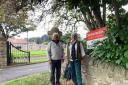 Wendy Breach and Dave Clegg outside the middle school