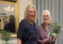 Royston Golf Club's lady Captain Tracey Parsons with Chris Dewhurst, winner of the spring meeting.