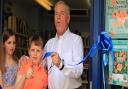 Jeffrey Archer officially opened Bow Books in Royston with Bertie Bowes