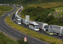Traffic on the A20 near the Port of Dover in Kent as the busy summer travel period gets under way (PA)