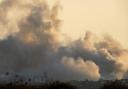 Smoke rises after an explosion in the Gaza Strip (Ohad Zwigenberg/AP)