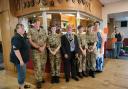 Mayor Cllr John Rees with organisers Nina and Eileen and cadets