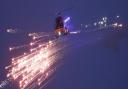 Helicopter pyrotechnics at IWM Duxford flying evening