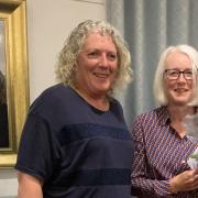 Royston Golf Club's lady Captain Tracey Parsons with Chris Dewhurst, winner of the spring meeting.