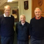 George Hopkins, centre, with second placed Andy Forbes, left, and third place Keith Cridland, right