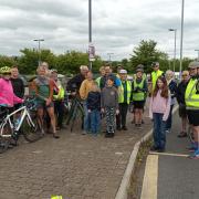 Cyclists and walkers on the A10 Annual Awareness Ride in June