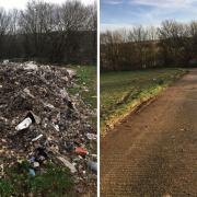 Before and after photos of a fly-tip cleared in Herts under the scheme.