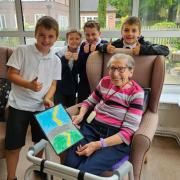 The Beech Class pupils presented artwork to their friends at Margaret House
