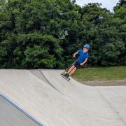 A boy using Royston skatepark