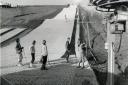 Skiers prepare to ascend Beckton Alps, which was captured on camera by former councillor Jack Hart.