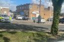 Police taped off the area following a number of stabbings at St Nicholas pub in Canterbury Way, Stevenage