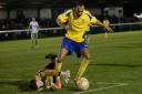 Ian Brown in action for Biggleswade Town against St Albans City. Picture: Bob Walkley