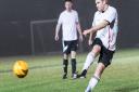 Crude Crocs fire in a shot in the Ultimate Football WGC Monday night League. Picture: PETER STERLING PHOTOGRAPHY