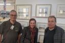 Artists Sue Spiers and John Green are pictured with John Rayment of the Thames Sailing Barge Trust, left, at the exhibition launch on Thursday