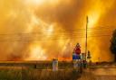 A field fire which blocked a railway line in Great Chesterford, Essex, near the Hertfordshire border (July 2022)