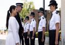 Home Secretary Priti Patel meets 18 new police recruits in Welwyn Garden City