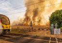 A major field fire at Great Chesterford brought trains between London and Cambridgeshire to a halt yesterday (July 17)