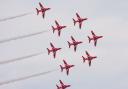 A flight display from the RAF Red Arrows.