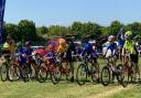 The start of the U8 freewheel race at Cycle Club Ashwell's grass track meeting.