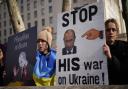 Protesters throughout Europe have called on Russian president Vladimir Putin to end his military campaign in Ukraine