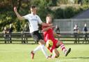 Brandon Adams scored a hat-trick as Royston Town reached the final of the Southern League Challenge Cup.