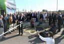 Cambridgeshire county councillor Ian Bates opens the guided busway 10 years ago this month.