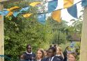 Pupils cut the ribbon for the new outdoor space at KJAR