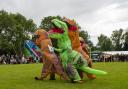 Inflatable dinosaur racing at Melbourn Fete