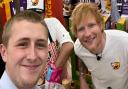 Our reporter, Huw Richards, with Ed Sheeran.