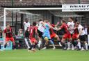 Harvey Beckett fires in the only goal of the game against Kettering. Picture: PETER SHORT