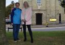 Ruth Brown and Gill Lewis outside Royston Town Hall