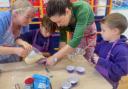 Therfield children baked muffins for villagers