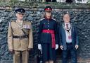 A lieutenant colonel, Deputy Lt Emma Roberts and Mayor Cllr John Rees