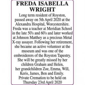 FREDA ISABELLA WRIGHT