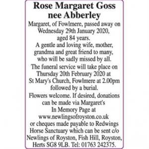 Rose Margaret Goss nee Abberley