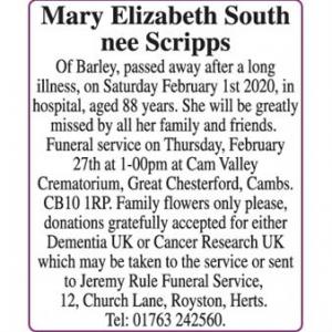 Mary Elizabeth South
nee Scripps