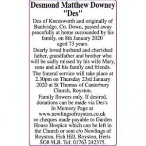 Desmond Matthew Downey
"Des"