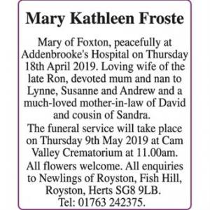 Mary Kathleen Froste