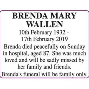 BRENDA MARY WALLEN