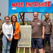 Captain Sir Tom Moore's daughter Hannah and grandchildren Benjie and Georgia visited Skylark Garden Centre in Wimblington for the unveiling of the world's biggest tribute to the NHS fundraising hero.