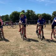 The start of a race at Cycle Club Ashwell's grass-track meeting.