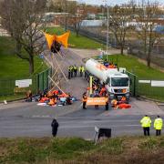 Just Stop Oil protesters at the Buncefield oil terminal in Hertfordshire