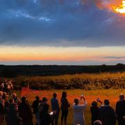 A jubilee beacon was lit in Orwell, made by local blacksmith Lucas Ling