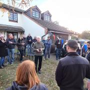 Ray Munden held a celebration to mark the housing development appeal window closing in Royston - the access route for the Gladman homes would've been where the property next to Ray's is.