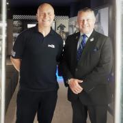 Police and Crime Commissioner Jason Ablewhite during a visit to the Armed Policing Museum in Chatteris. He is pictured with Mark Williams, chief executive of the Police Firearms Officers Association (POFA).