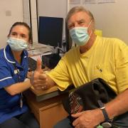 Marty Wilde getting the vaccine at Lister Hospital in Stevenage. Picture: Supplied by The PR Stable