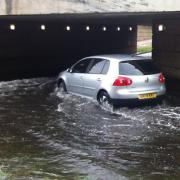 Motorists are being advised not to drive through flood water like in this Stevenage underpass, which was badly affected by the wet weather last week.