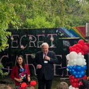 Sir Oliver Heald attended the opening of the woodland area at Roman Way Academy