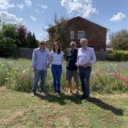 Cllr Mick Debenham, Abbie Robinson, Royston greenspace officer Neil Fairey and Cllr Steve Jarvis at the Housman Avenue flowerbed